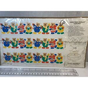 Teddy Bear Christmas Paper Wall Garland-Decoration-Teddies-1991 Vintage